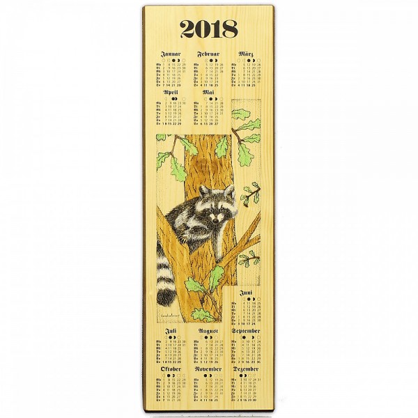 Holzkalender 2018 - Jagdmotiv Waschbär