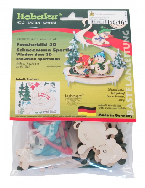 Dregeno Erzgebirge - Bastelsatz Fensterbild 3D Schneemann Sportler