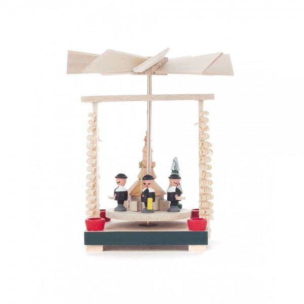 Dregeno Erzgebirge - Wärmespiel Miniatur mit Seiffener Kirche und Kurrende - 9cm