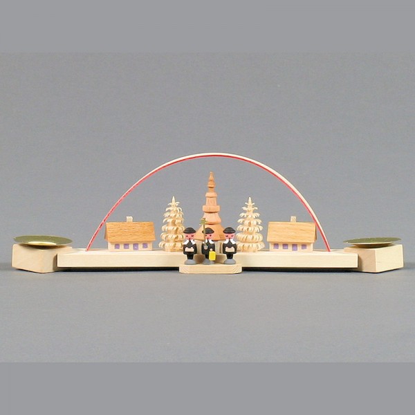 Dregeno Erzgebirge - Miniatur-Schwibbogen mit Seiffener Kirche und Kurrende