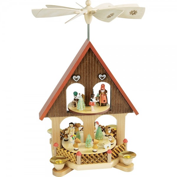 Richard Glässer Pyramidenhaus Erzgebirge 2-stöckig Märchen 36cm