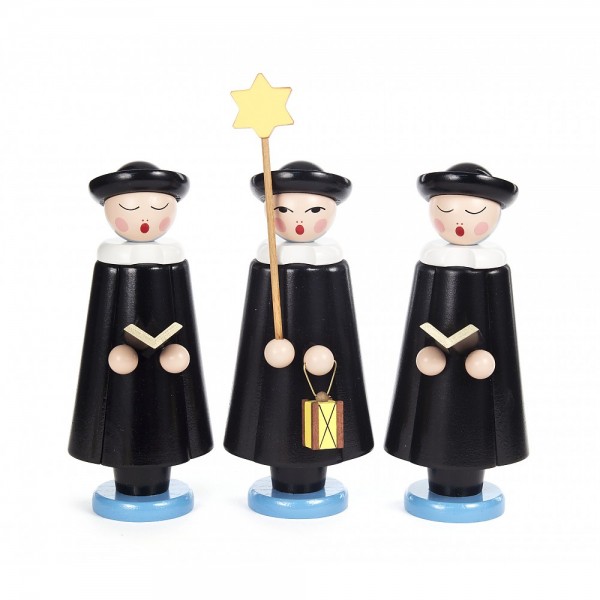 Dregeno Erzgebirge - Kurrendefiguren groß 3er-Gruppe, schwarz - 24cm