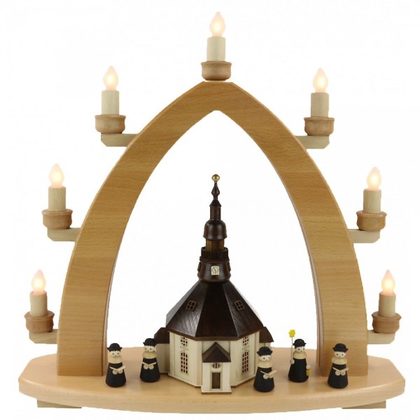 Lenk & Sohn Lichterbogen 7-flammig Seiffner Kirche mit Kurrende schwarz