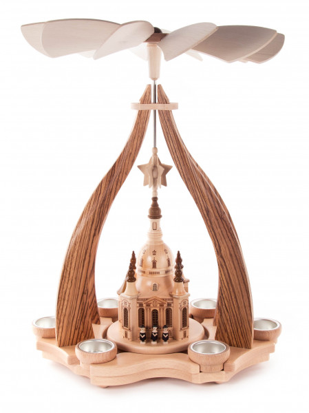 Dregeno Erzgebirge - Design-Pyramide »Dresdner Frauenkirche« Zebrano, für Teelichte