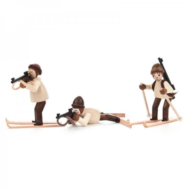 Dregeno Erzgebirge - Miniatur-Biathleten, natur, 3 Figuren