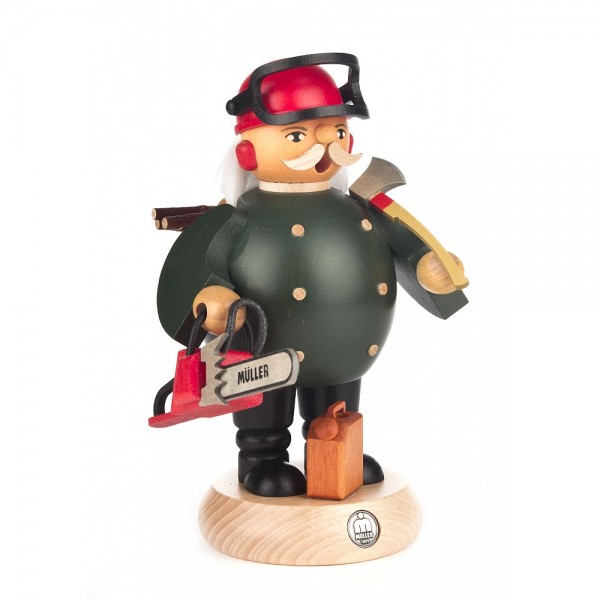 Dregeno Erzgebirge - Räuchermann Waldarbeiter mit Motorsäge - 18cm