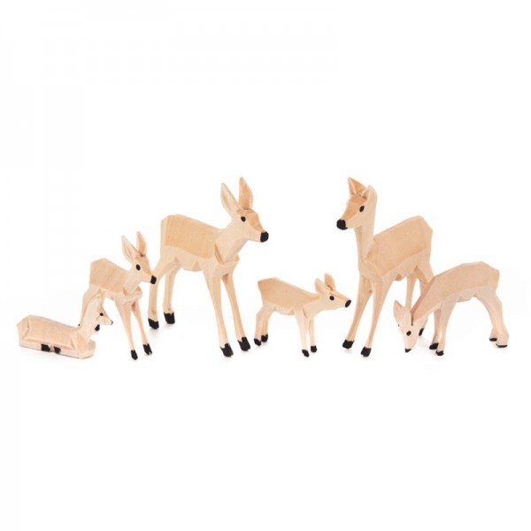 Dregeno Erzgebirge - Miniatur-Geschnitzte Rehe, 6-teilig
