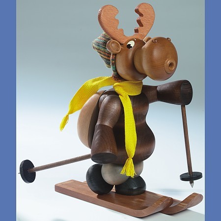 KWO Smoking Animals Elch mit Skier 27cm