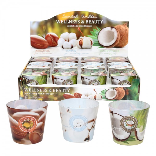 Restposten - Duftglas 3er Set Wellness & Beauty Coconut Milk + Cotton + Argan Oil 3-fach sort. 9 x 9 x 8 cm XL im Set