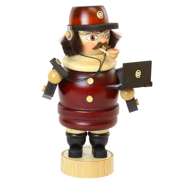 Räuchermann Erzgebirge - Qualmgusch Computerexperte mit Laptop - 20cm