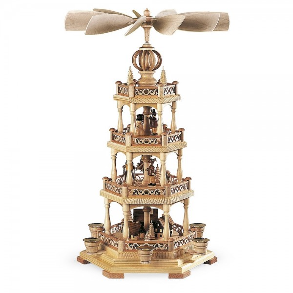 Müller Pyramide Erzgebirgsmotiv 3-stöckig, natur 58cm
