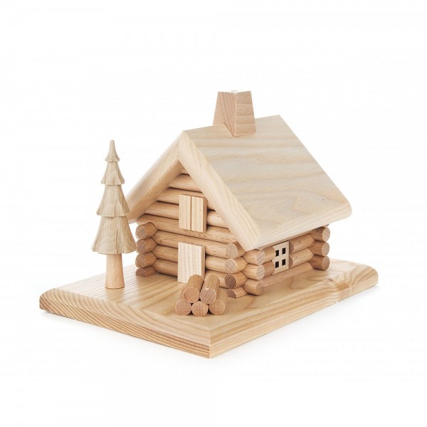 Dregeno Erzgebirge - Räucherhaus Blockhütte, natur - 14cm