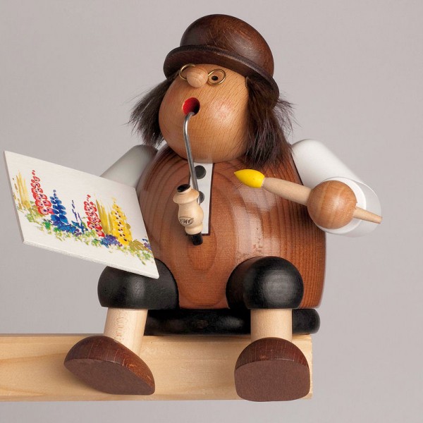 KWO Räuchermann Erzgebirge Kantenhocker Kunstmaler 17cm