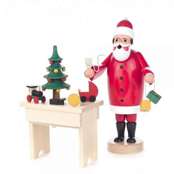Dregeno Erzgebirge - Räuchermann Ruprecht am Geschenketisch mit Spielwerk - 23cm