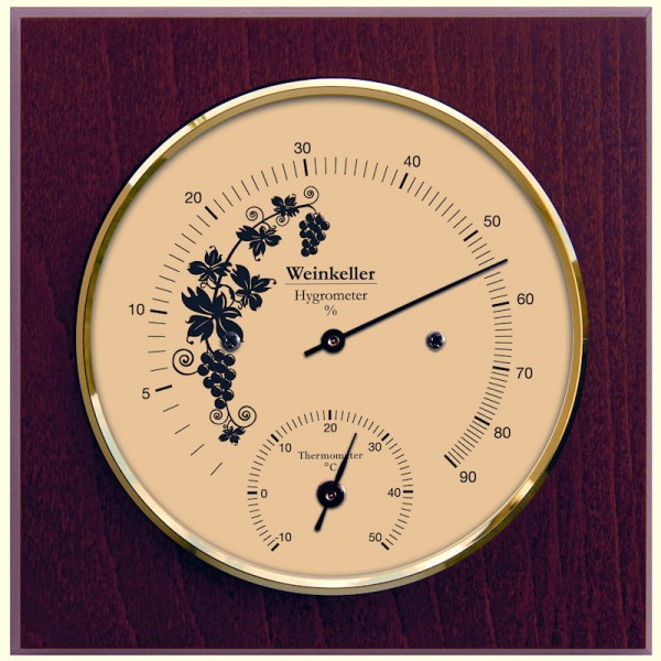 Fischer Weinkeller Thermometer und Hygrometer im Holzgehäuse