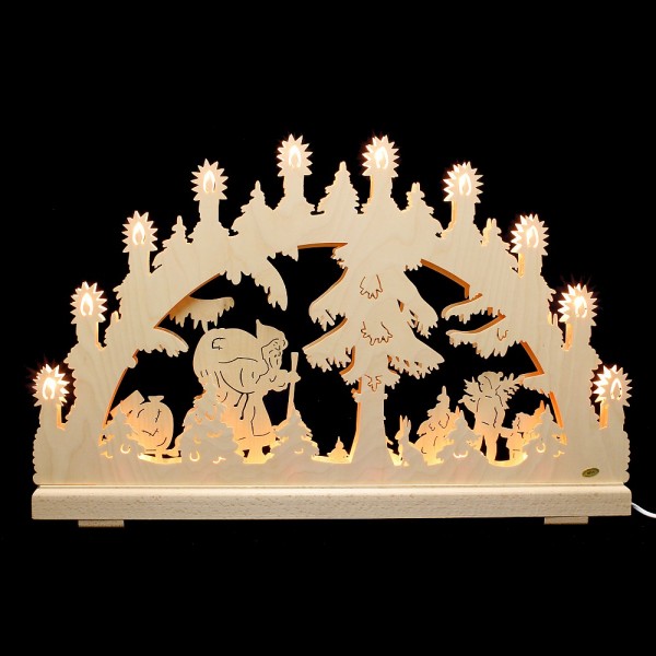 HELA Holzkunst - Schwibbogen Erzgebirge 16flammig - 3D Weihnachtsmann