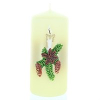 Restposten: Weihnachtskerze Weiß - Stumpen mit Kerze - 12cm Restposten: Weihnachtskerze Weiß - Stumpen mit Kerze - 12cm