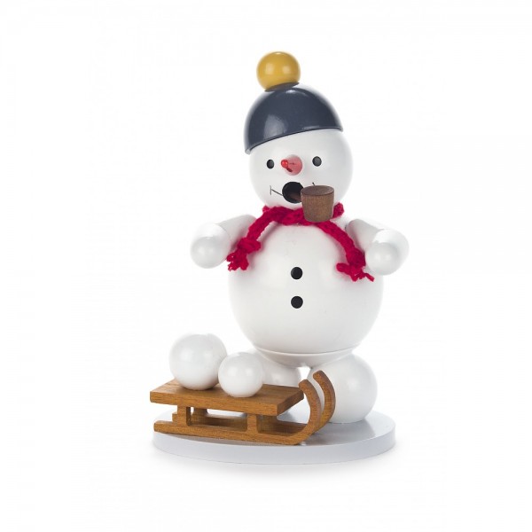Dregeno Erzgebirge - Räuchermann Schneemann mit Schlitten