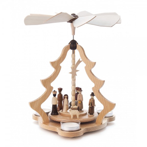 Dregeno Erzgebirge - Pyramide klein mit Christi Geburt, für Teelichter - 26cm