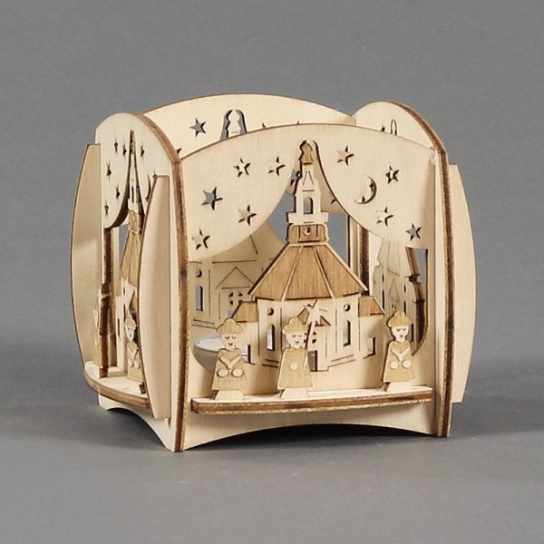 Dregeno Erzgebirge - Teelichthalter mit 3D-Motiv Seiffener Kirche und Kurrende