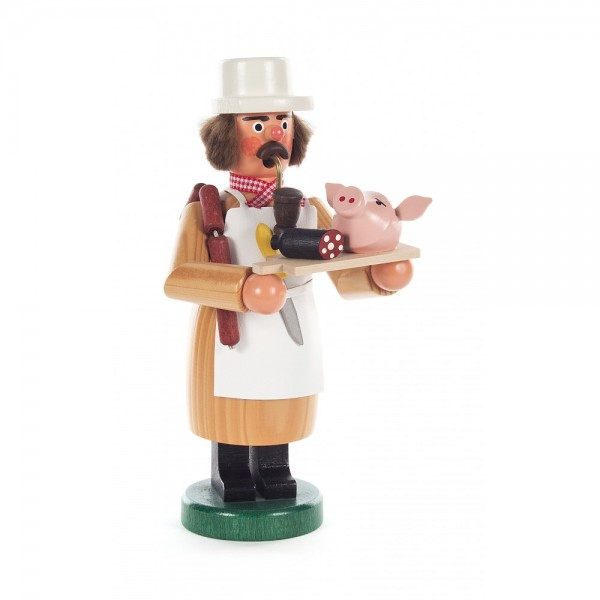 Dregeno Erzgebirge - Räuchermann Fleischer mit Schweinskopf - 18cm