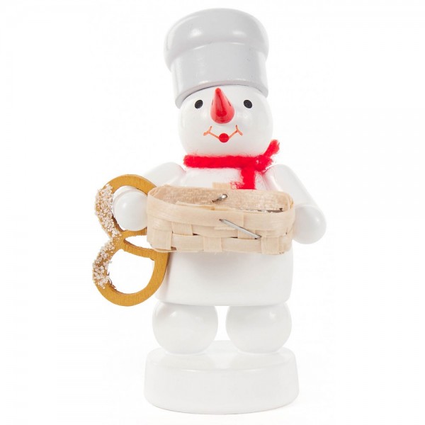 Dregeno Erzgebirge - Schneemann mit Korb und Bretzel