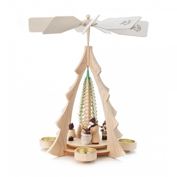 Dregeno Erzgebirge - Pyramide mit Weihnachtsmann, natur, für Teelichter