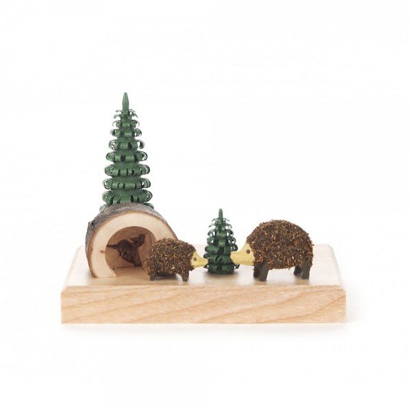 Dregeno Erzgebirge - Kerzenhalter mit Igelfamilie - 7cm