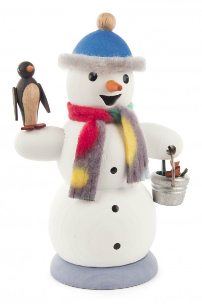 Dregeno Erzgebirge - Räuchermann Schneemann mit Pinguin