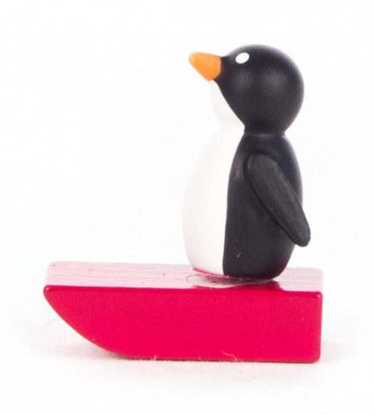 Dregeno Erzgebirge - Pinguin auf Schlitten klein, rot