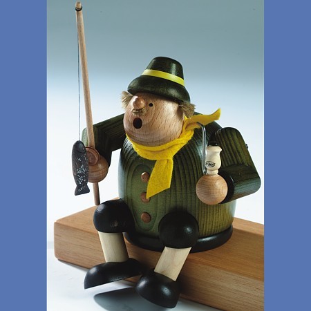 KWO Räuchermann Erzgebirge Kantenhocker Angler 18cm