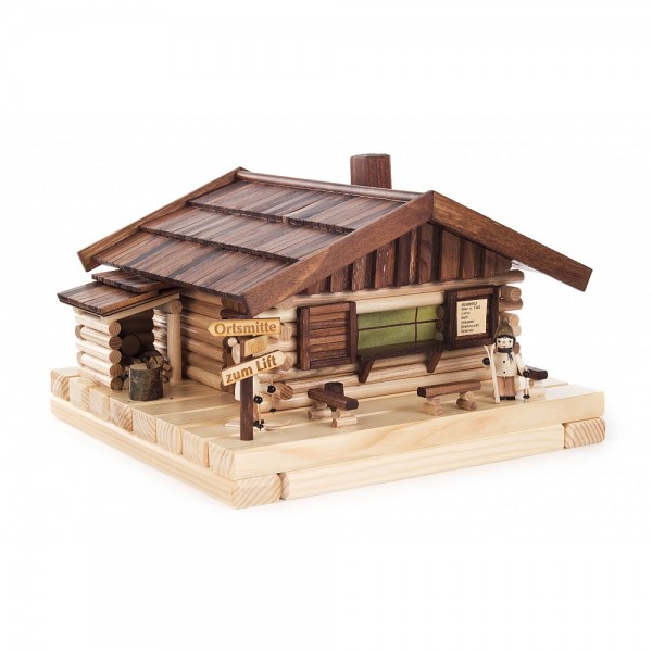 Dregeno Erzgebirge - Lichter-/ Rauchhaus Skihütte beleuchtet - 30 x 29 x 19cm