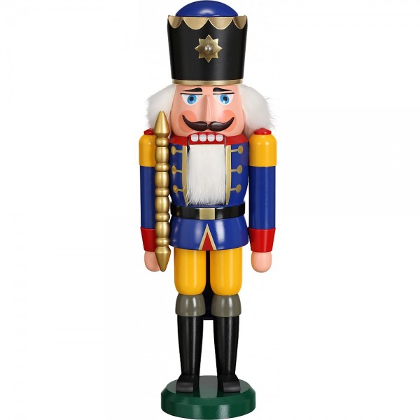 Seiffener Volkskunst Nussknacker Gross - König Blau 38cm