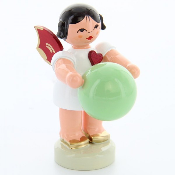Uhlig Herzengel stehend mit Gymnastikball, rote Flügel, handbemalt