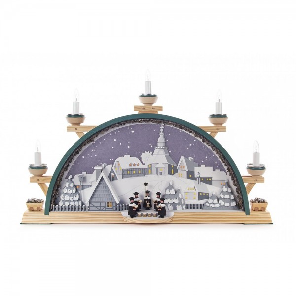 Dregeno Erzgebirge - Kolbe Schwibbogen Seiffener Kirche und Kurrende