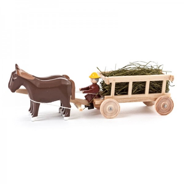 Dregeno Erzgebirge - Miniatur-Pferde mit Leiterwagen und Heu