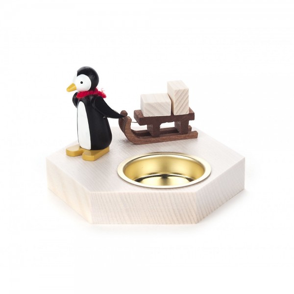 Dregeno Erzgebirge - Teelichthalter Pinguin mit Schlitten