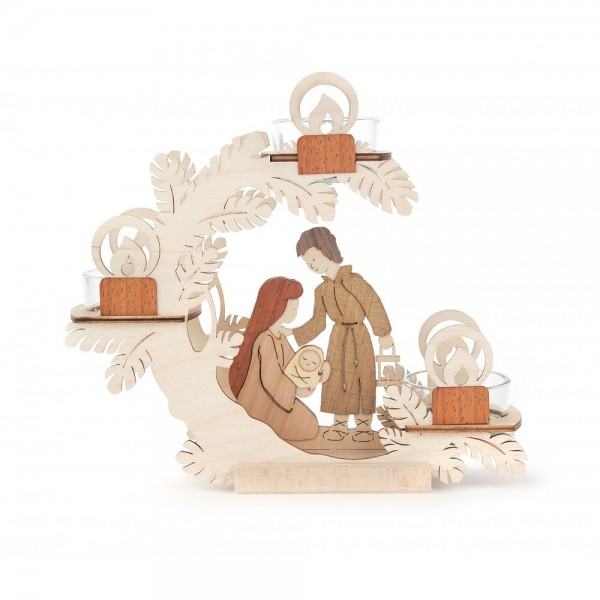 Dregeno Erzgebirge - Teelichtkranz 15cm - Motiv Christi Geburt