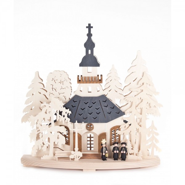 RATAGS - Seiffener Kirche mit Kurrendefiguren - elektrisch beleuchtet
