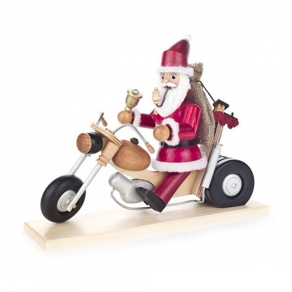 Dregeno Erzgebirge - Räuchermann Weihnachtsmann auf Motorrad - 21cm