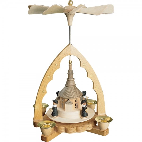 Richard Glässer Erzgebirgspyramide Seiffener Kirche mit Kurrende 19cm