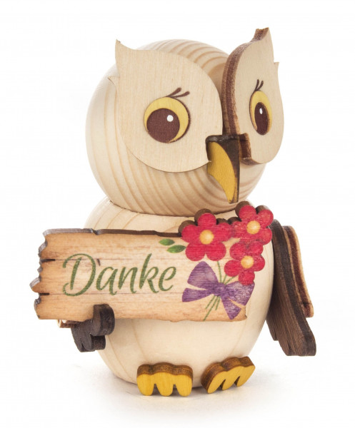 Dregeno Erzgebirge - Mini-Eule mit Schild »Danke«