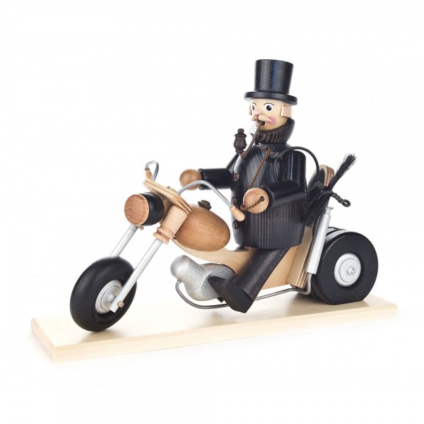 Dregeno Erzgebirge - Räuchermann Schornsteinfeger auf Motorrad - 21cm