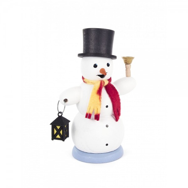 Dregeno Erzgebirge - Räuchermann Schneemann mit Laterne - 14cm