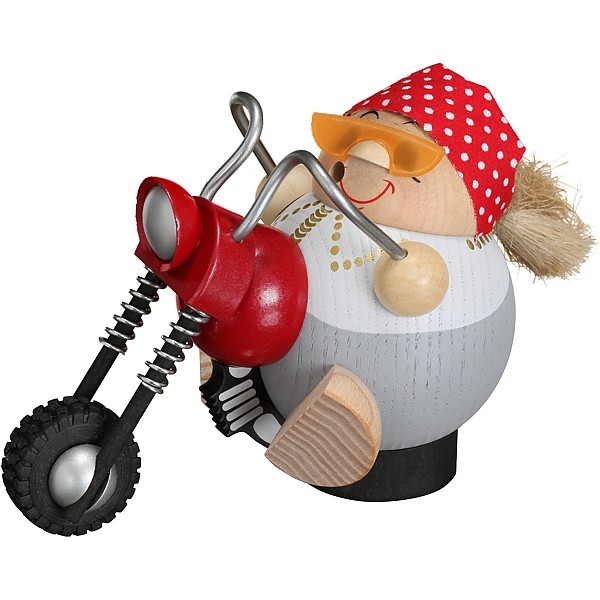 Seiffener Volkskunst Kugelräucherfigur Bikerbiene