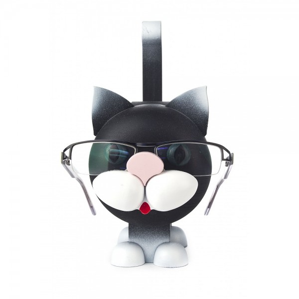 Dregeno Erzgebirge - Brillenständer Katze, schwarz