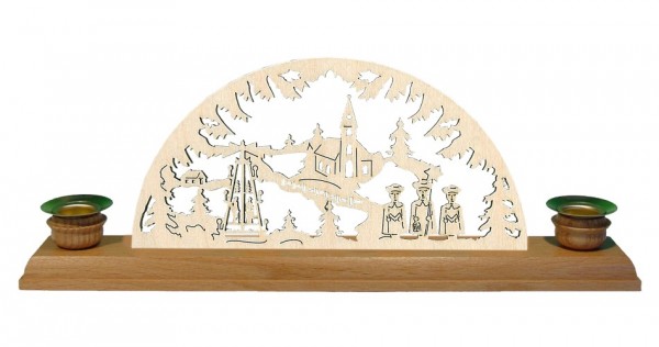 Lenk & Sohn Kerzenständer Erzgebirge 2-flammig Weihnachtsmotiv