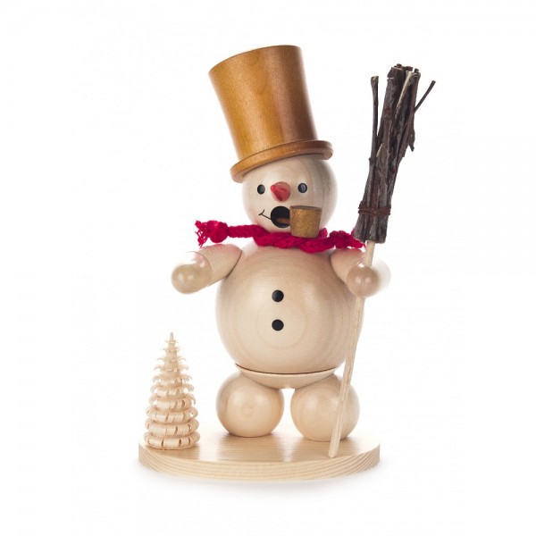 Dregeno Erzgebirge - Räuchermann Schneemann mit Zylinder, natur - 14cm