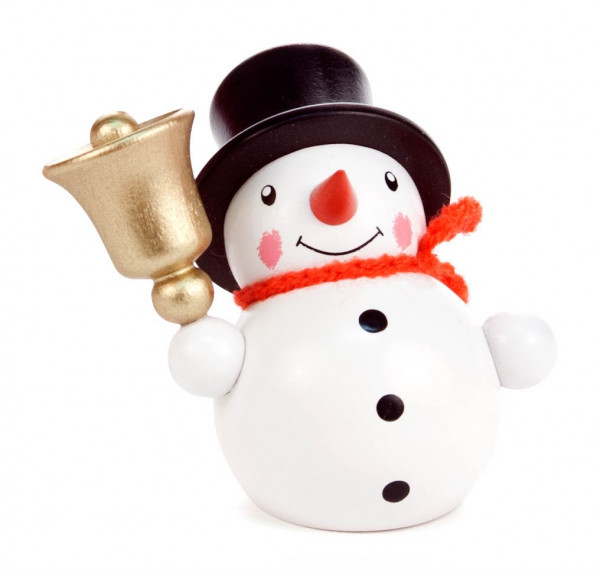 Dregeno Erzgebirge - Schneemann mit Glocke farbig