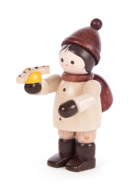 Dregeno Erzgebirge - Mini-Figur Junge mit Bratwurst natur